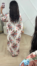 Oversized Maxi Jurk met Bloemenprint en Kwastkoord