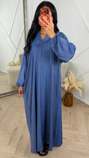 Oversized Maxi Jurk met Knopen en V-Hals MT013