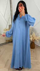 Oversized Maxi Jurk met Knopen en V-Hals MT013