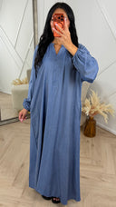 Oversized Maxi Jurk met Knopen en V-Hals MT013