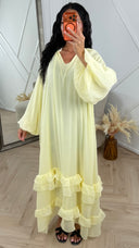Oversized Maxi Jurk met Ruffles en Ballonmouwen