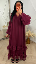 Oversized Maxi Jurk met Ruffles en Ballonmouwen