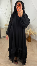 Oversized Maxi Jurk met Ruffles en Ballonmouwen
