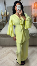 Oversized Viscoseblend Set met Gedraaid Detail & Wijde Broek