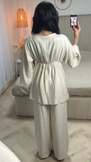 Oversized Viscoseblend Set met Gedraaid Detail & Wijde Broek