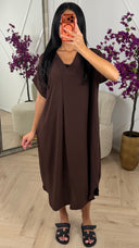 Oversized maxi jurk met V-hals