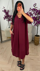 Oversized maxi jurk met V-hals