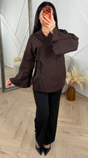 Overslag Blouse met Plooimouwen en Strikdetail