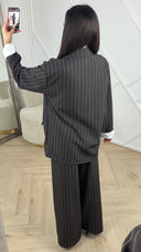Pinstripe Blazer Set met Contrastmanchetten