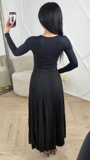 Plissé Maxi Rok met Elastische Tailleband Y1011
