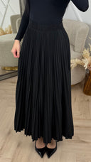 Plissé Maxi Rok met Elastische Tailleband Y1011
