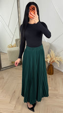 Plissé Maxi Rok met Elastische Tailleband Y1011
