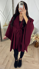 Poncho Coat met Tailleceintuur