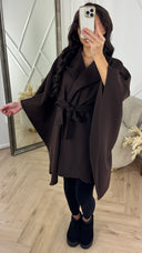 Poncho Coat met Tailleceintuur