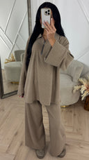 Rib Two-Piece Set met Ritsdetail