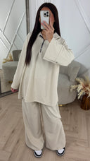 Rib Two-Piece Set met Ritsdetail