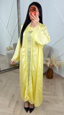 Satijnen 2-Delige Abaya Set met Kantafwerking