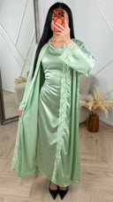 Satijnen 2-Delige Abaya Set met Kantafwerking