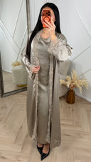 Satijnen 2-Delige Abaya Set met Kantafwerking