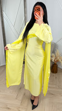 Satijnen Abaya Jurk met Kantdetail en Cape Overslag