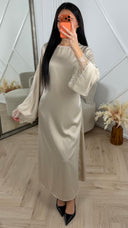 Satijnen Abaya Maxi Jurk met Kantdetails