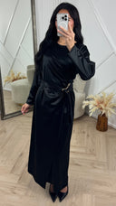 Satijnen Abaya Maxi Jurk met Overslag en Gesp