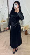 Satijnen Abaya Maxi Jurk met Overslag en Gesp