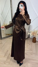 Satijnen Abaya Maxi Jurk met Overslag en Gesp