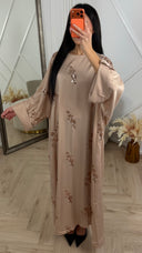 Satijnen Abaya Maxi Jurk met Pailletten Bloemen