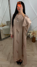 Satijnen Abaya Maxi Jurk met Pailletten Bloemen