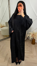 Satijnen Abaya Maxi Jurk met Pailletten Bloemen