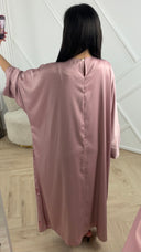 Satijnen Abaya Maxi Jurk met Pailletten Bloemen