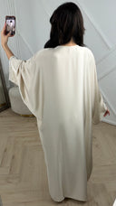 Satijnen Abaya Maxi Jurk met V-Hals en Strass Details