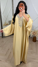 Satijnen Abaya Maxi Jurk met V-Hals en Strass Details