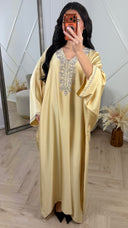 Satijnen Abaya Maxi Jurk met V-Hals en Strass Details