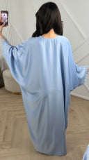 Satijnen Abaya Maxi Jurk met Veren en Strass Details