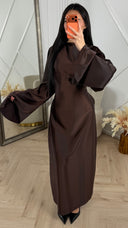 Satijnen Abaya Maxi Jurk met Wijde Mouwen