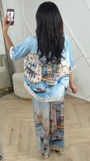 Satijnen Tweedelige Set met Venice Print