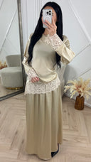 Satijnen Two-Piece Set met Kantdetails