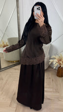 Satijnen Two-Piece Set met Kantdetails