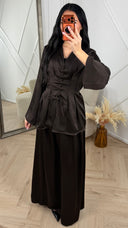 Satijnen Two-Piece Set met Lace-Up Taille Top