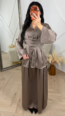 Satijnen Two-Piece Set met Lace-Up Taille Top