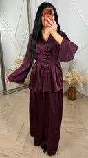 Satijnen Two-Piece Set met Lace-Up Taille Top