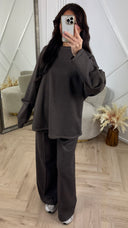 Soft Fleece Two-Piece Set met Wide-Leg Broek