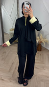 Sportieve Burkini Set met Contrast Rits en Omslagmanchetten