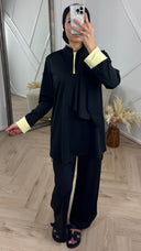 Sportieve Burkini Set met Contrast Rits en Omslagmanchetten