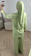 Sportieve Burkini Set met Contrast Rits en Omslagmanchetten