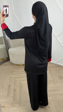 Sportieve Burkini Set met Contrast Rits en Omslagmanchetten