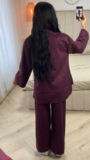 Suèdelook Two-Piece Set met Wide Leg Broek