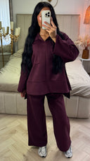 Suèdelook Two-Piece Set met Wide Leg Broek